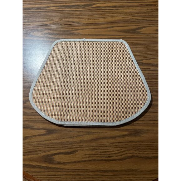 Odd shaped tan brown checkerboard patterned woven placemats set of four - Picture 1 of 6